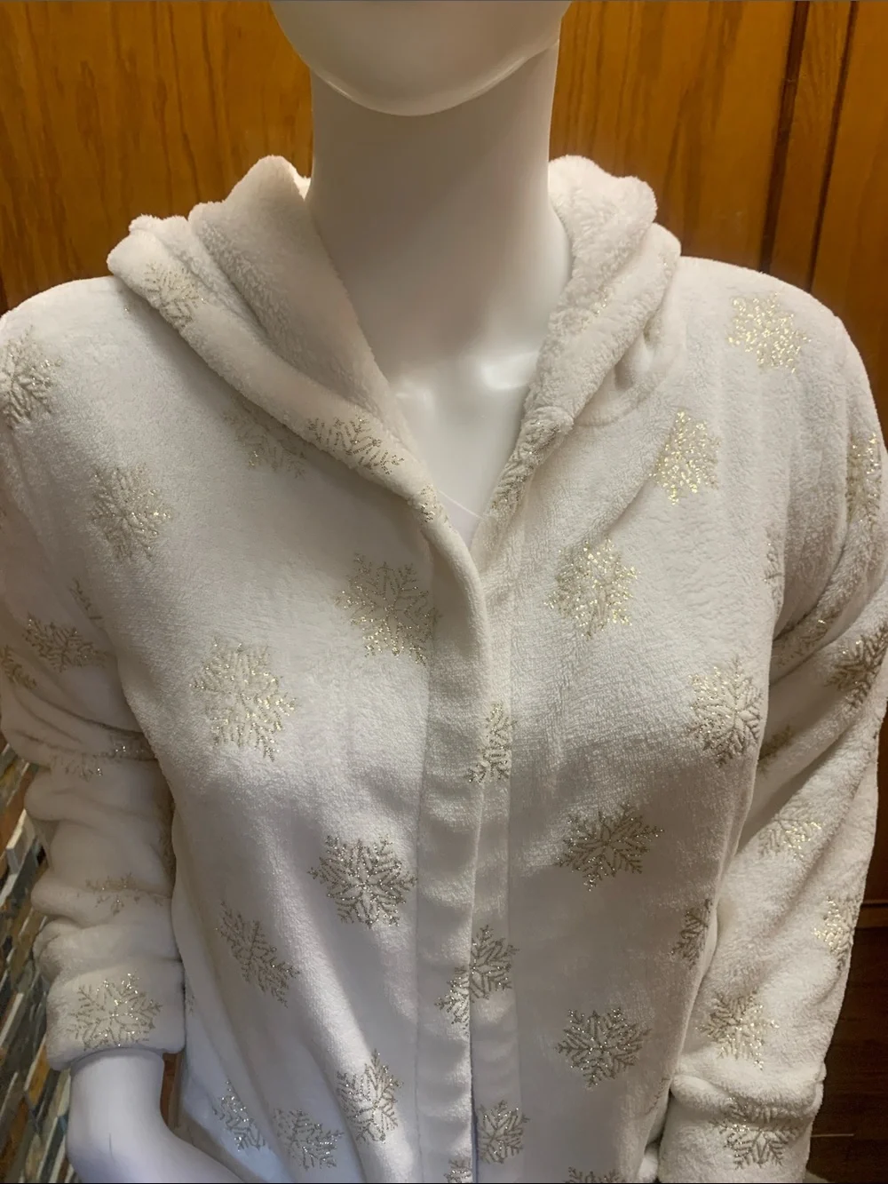 dip Plush Hooded Robe in Off-White girls large/ woman’s xs